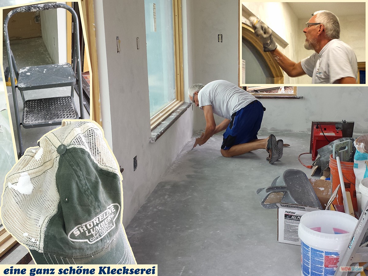 Bei den Arbeiten über Kopf eine ganz schöne Kleckserei