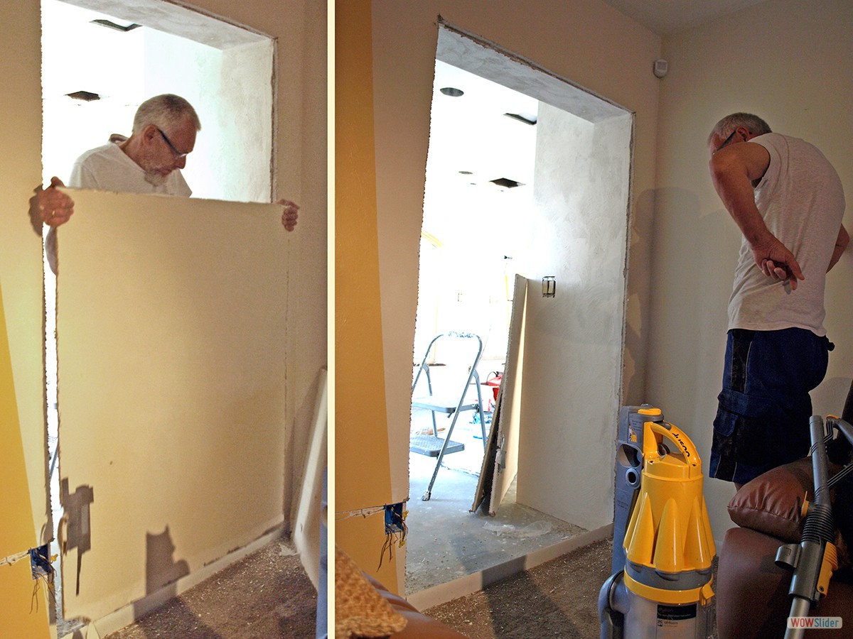 Bis auf kleine Verschönerungsarbeiten, wie das Glätten der Ausschnittkanten und Entfernung der Fußleiste, ...