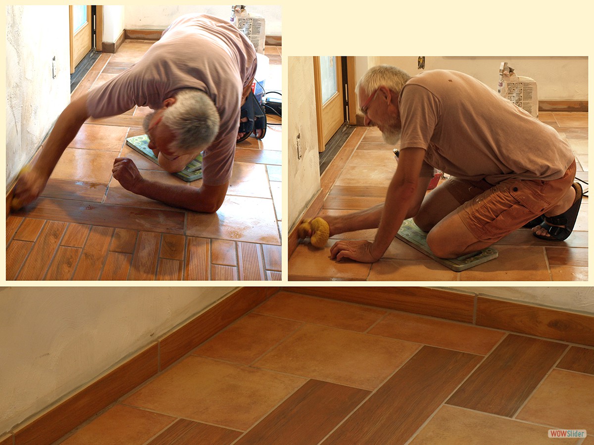 Randfliesen verlegt und verfugt